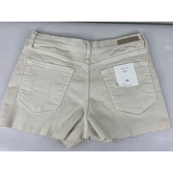Cello Women XL Denim Shorts Beige High Waist Mom NWT - Picture 3 of 8